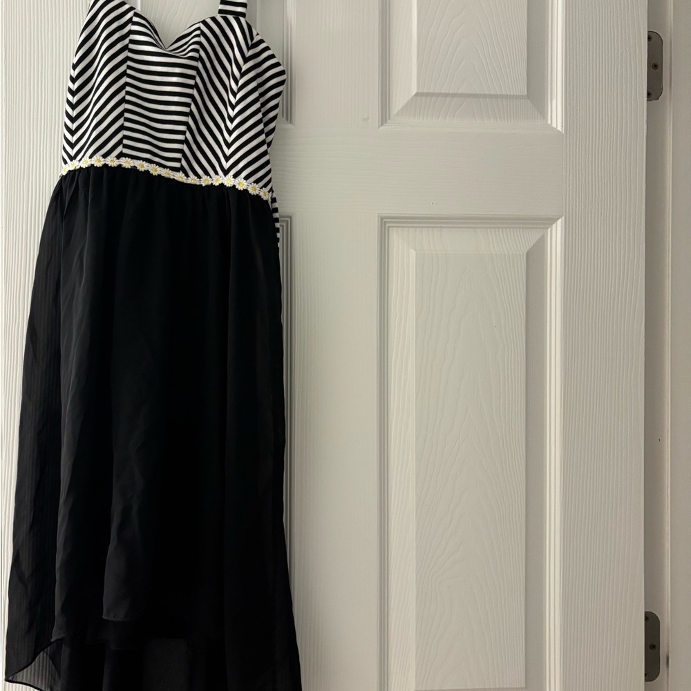 Speechless Black and White Striped Formal Kids Dress